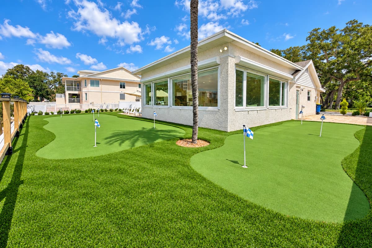 Private putting green beside the waterfront.