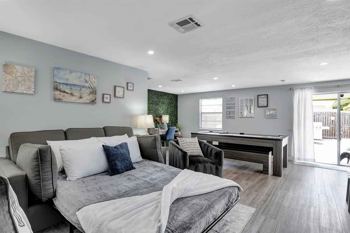 This space isn't merely a living room; it's a harmonious sanctuary.