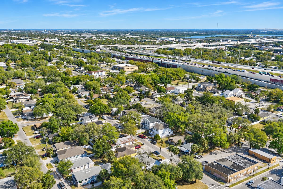 Aerial view of the beautiful neighborhood.