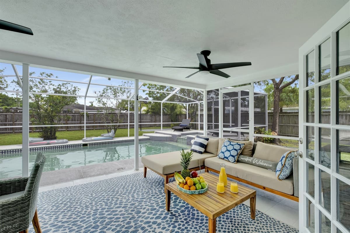 Welcome to your slice of outdoor paradise, where relaxation and luxury blend seamlessly in our covered common area by the pool.