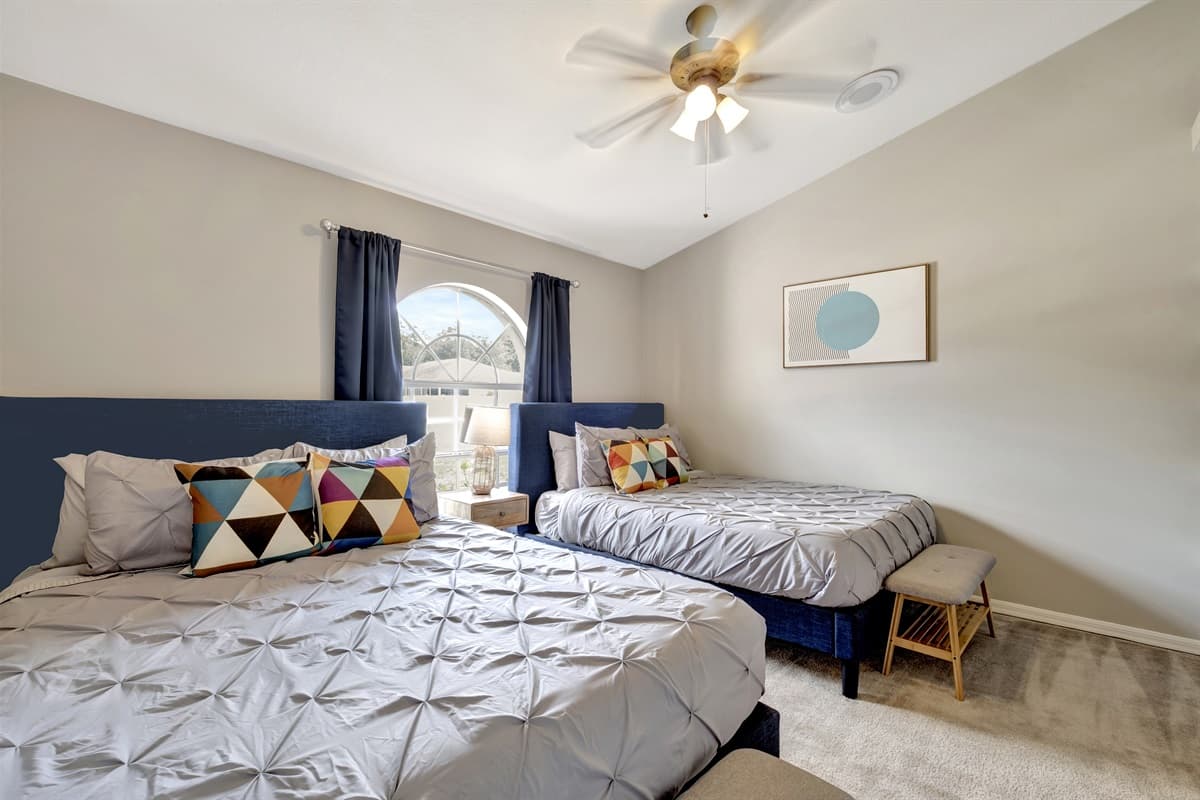 This bedroom is a haven where style meets functionality, offering you a peaceful and organized space to unwind and recharge.