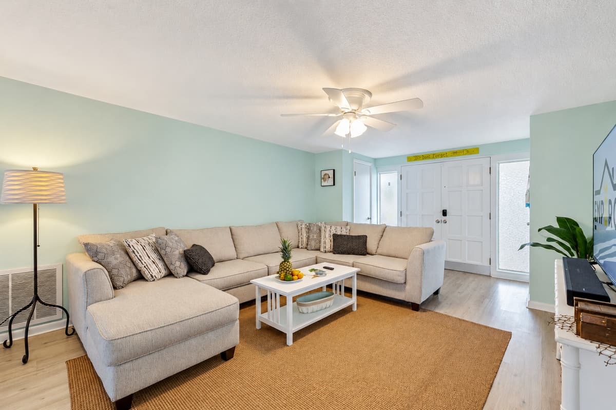 The living area is designed as a haven for relaxation, offering a perfect setting for quality downtime.