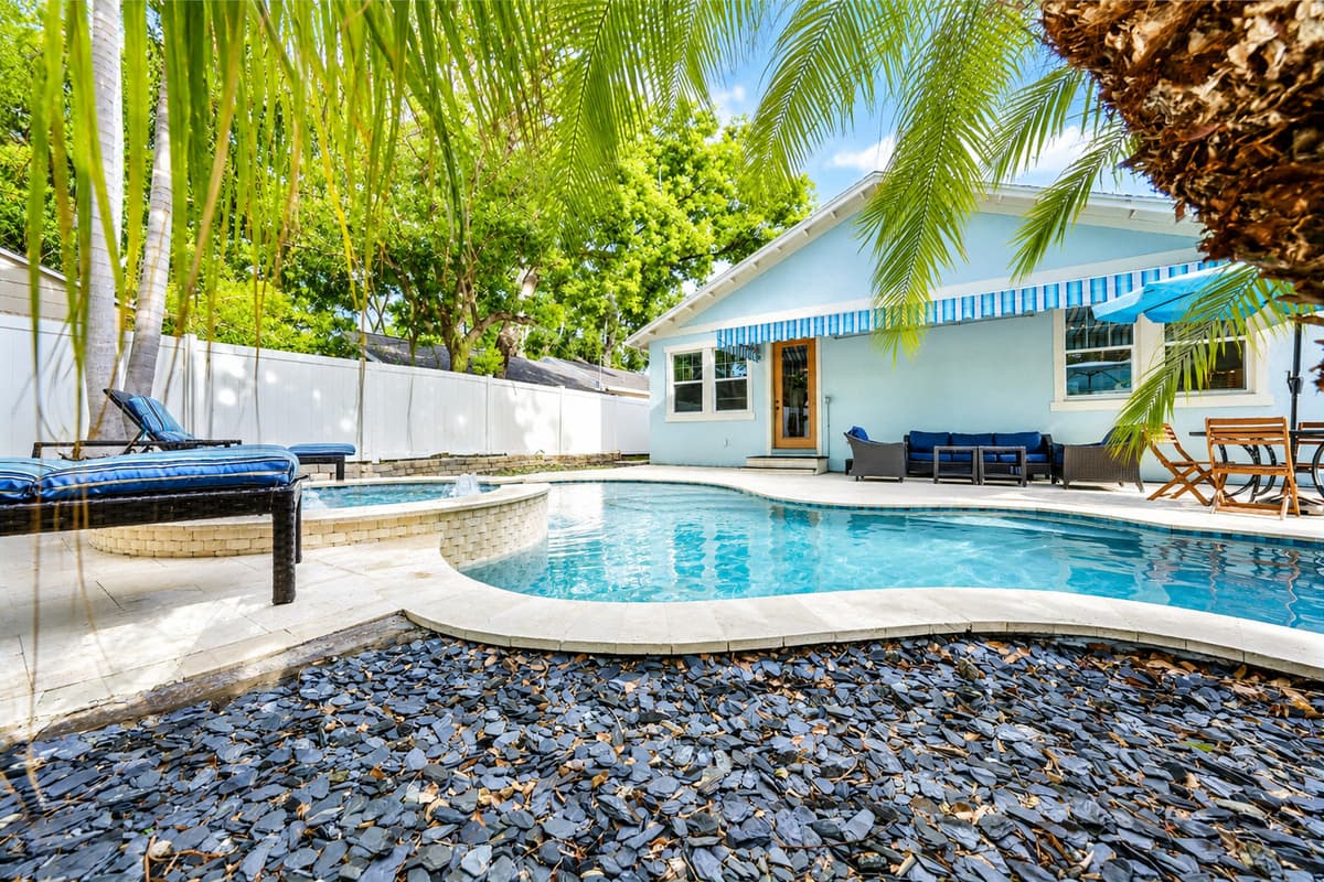 Surrounded by lush palms and tropical landscaping, this outdoor space is perfect for making lasting vacation memories.