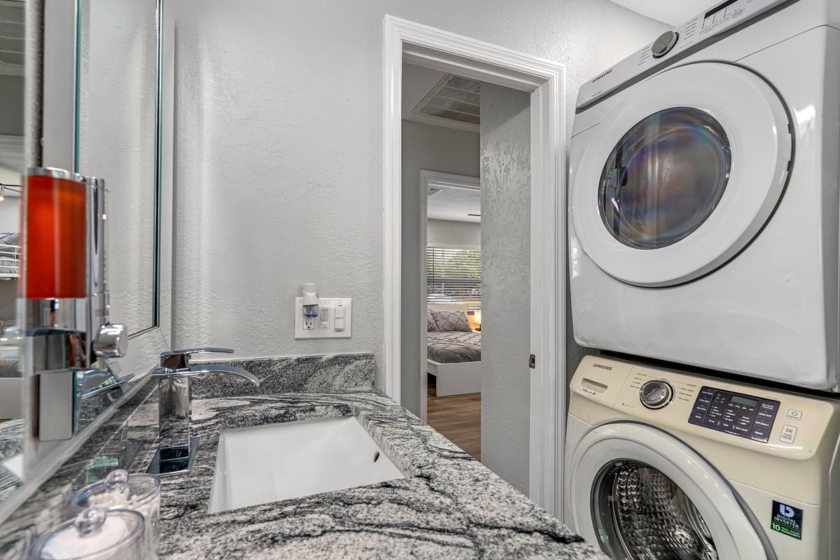 We wanted to make sure your stay would be as comfortable as possible so we provided full sized washer and dryer. Never worry about bringing home used and soiled clothes. Send us an inquiry as soon as possible!
