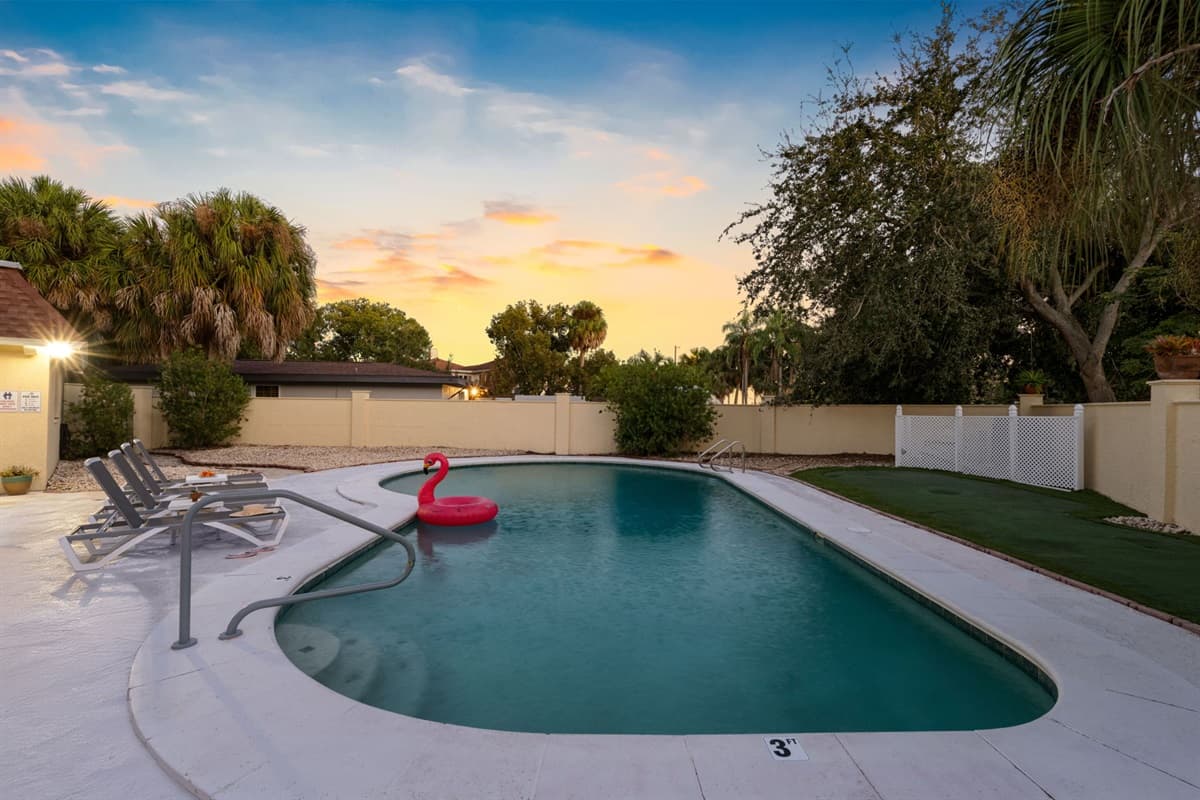 Whether you’re floating in the pool or lounging with a drink in hand, this backyard is made for warm-weather bliss.