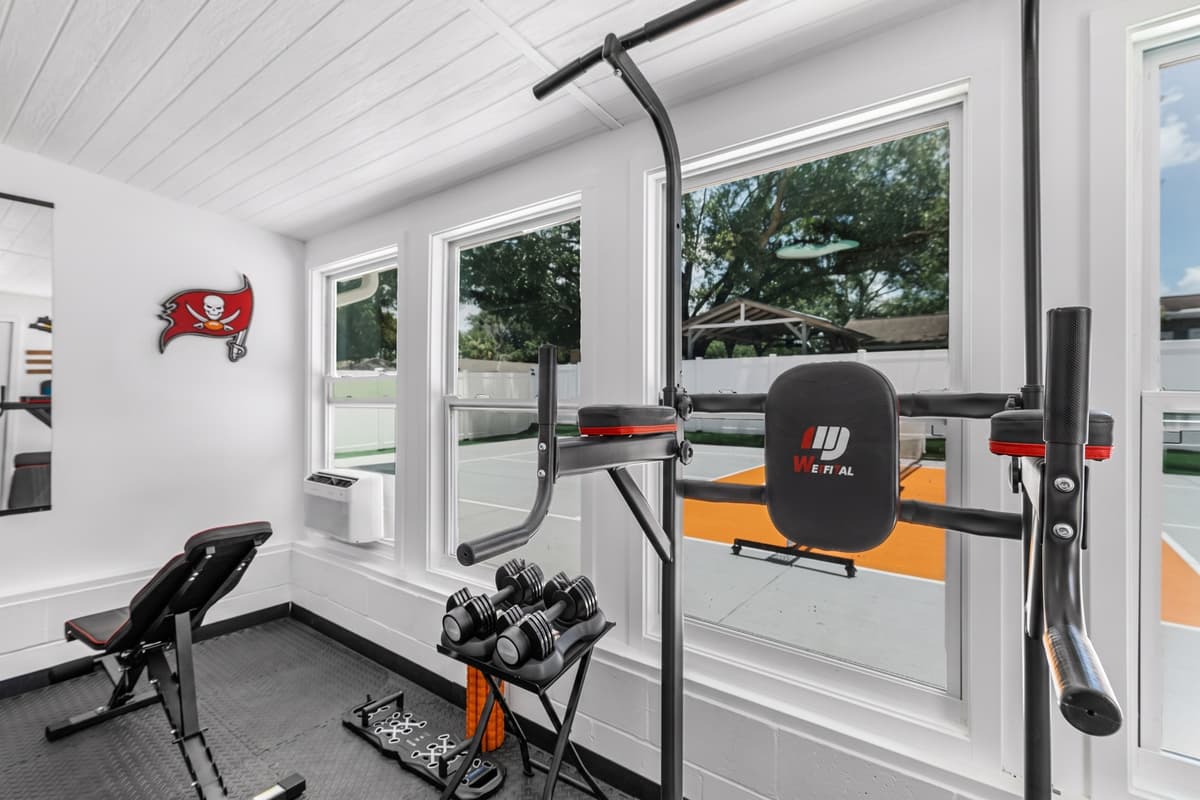 Build strength with the bench press, adjustable weights, and dedicated workout space designed for every fitness level.