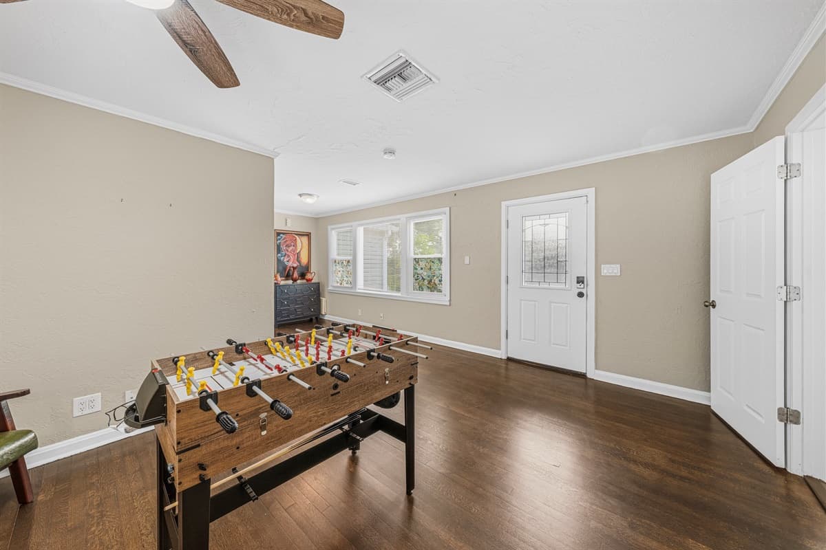 Spacious game room with open layout—perfect for group fun and activities.