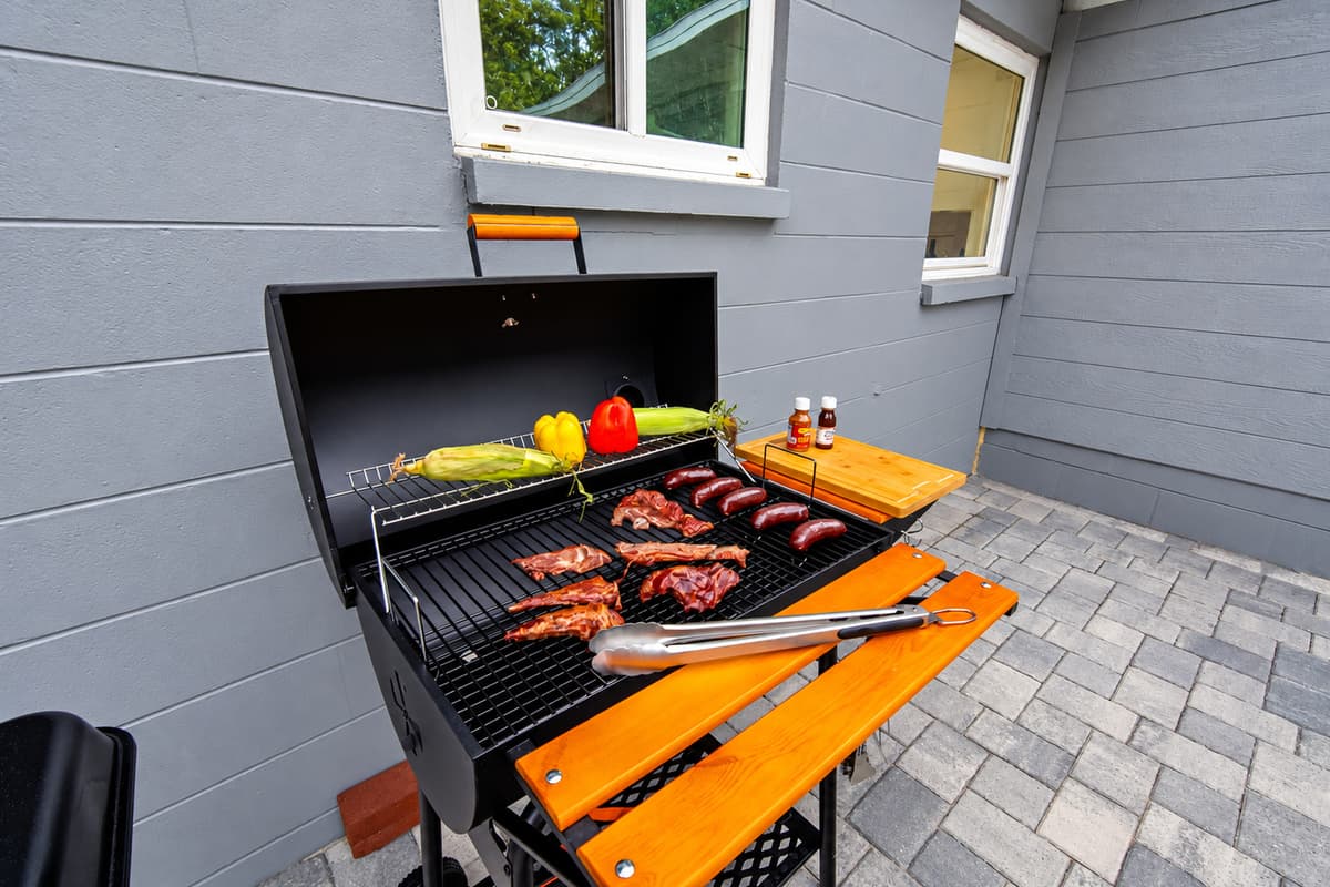 This backyard BBQ station is perfect for sunset cookouts and good times.