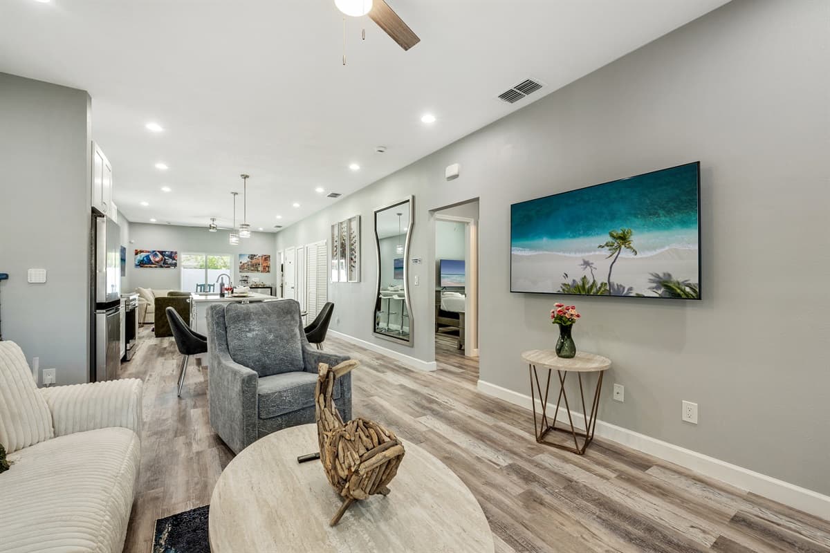Our living area offers a variety of seating options and amenities to ensure your comfort and enjoyment.