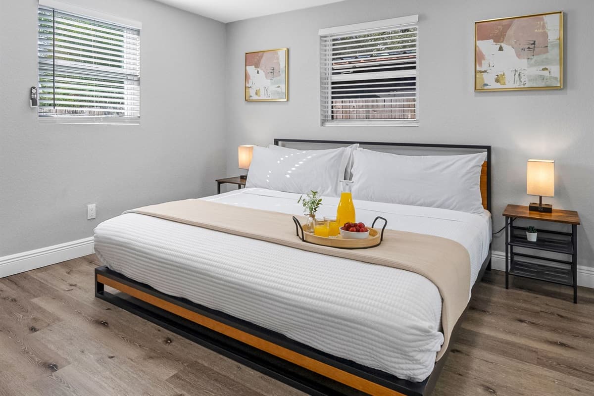 Designed with simplicity and comfort in mind, this bedroom invites you to relax and recharge in style.