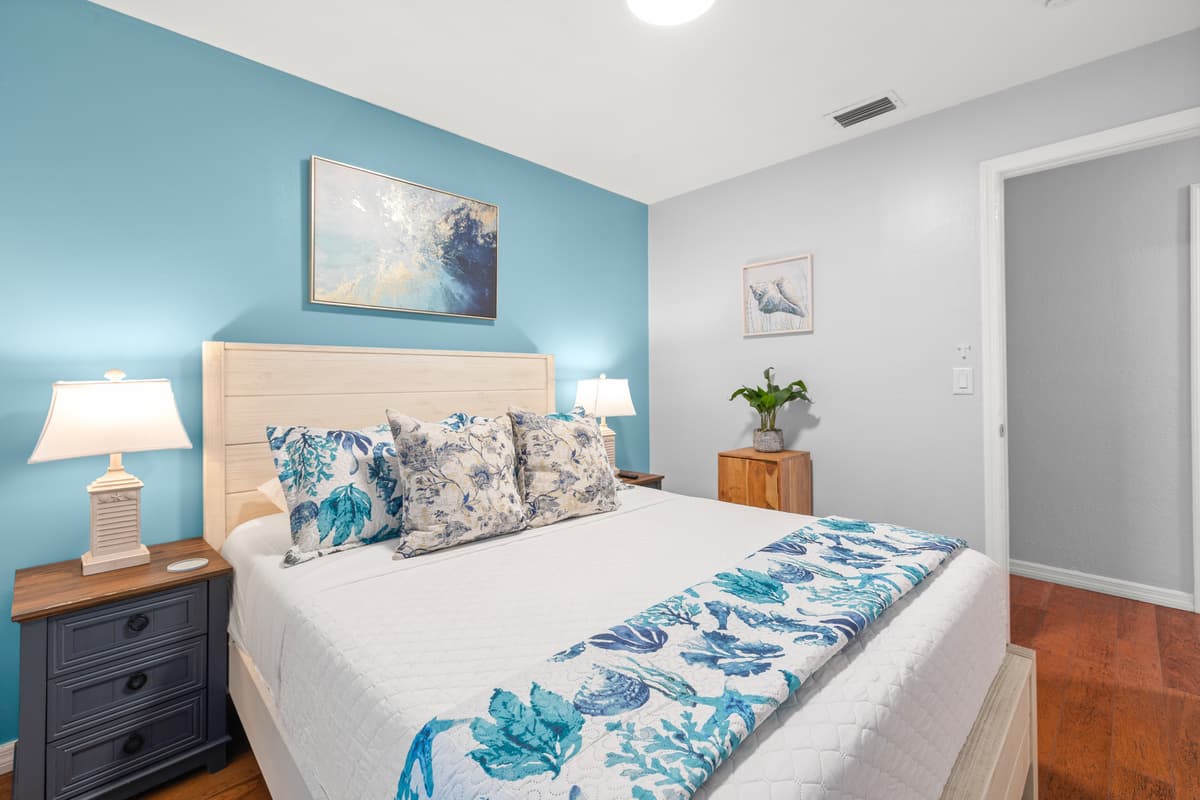 Bedroom details at Flamingo Palms.