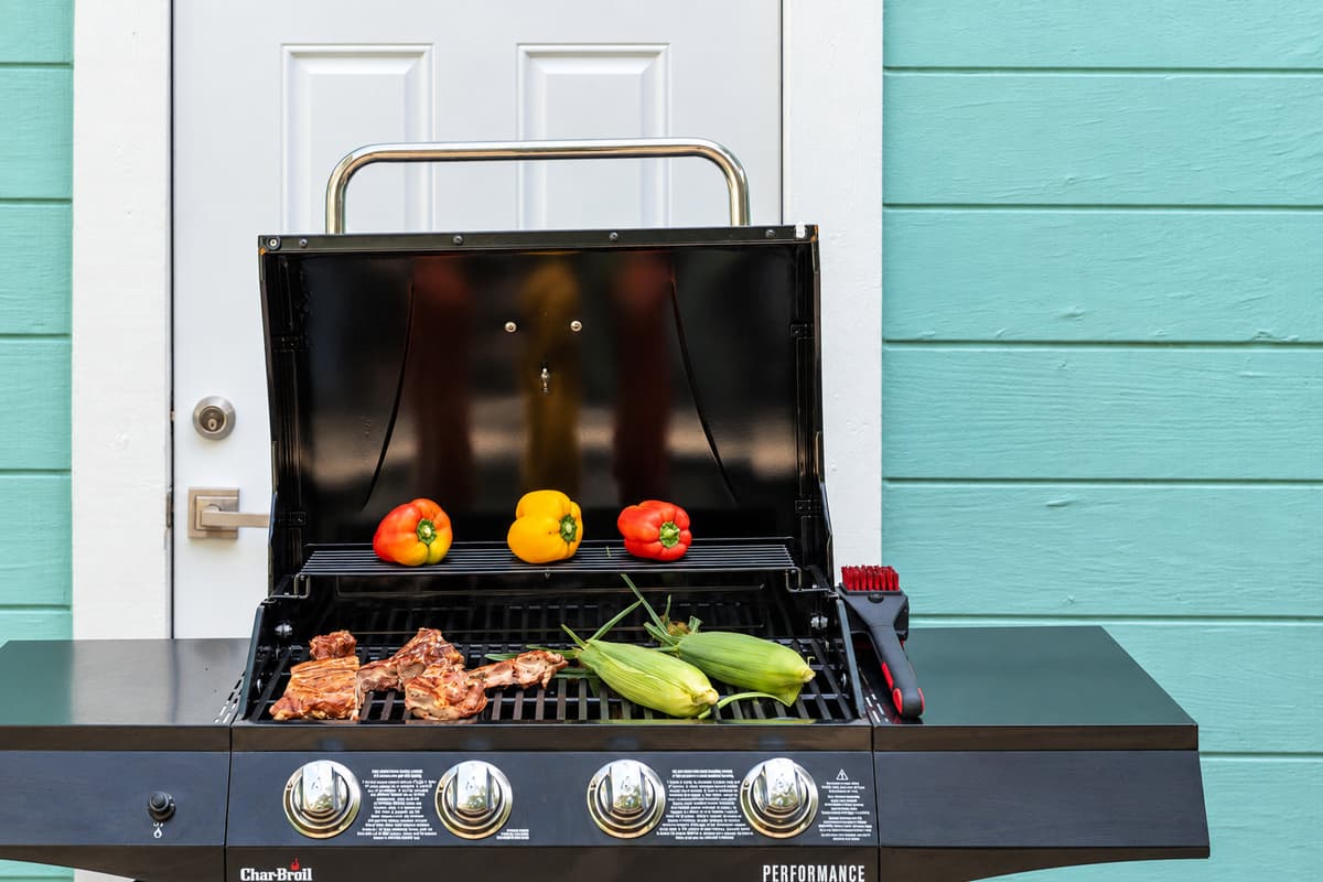 Outdoor barbecue setup.