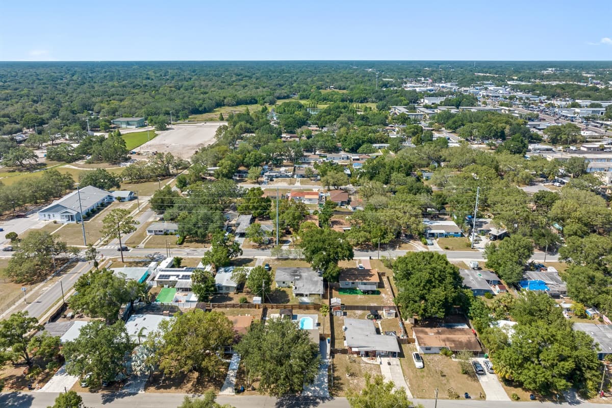  Aerial view of the surrounding neighborhood, a picture-perfect backdrop.
