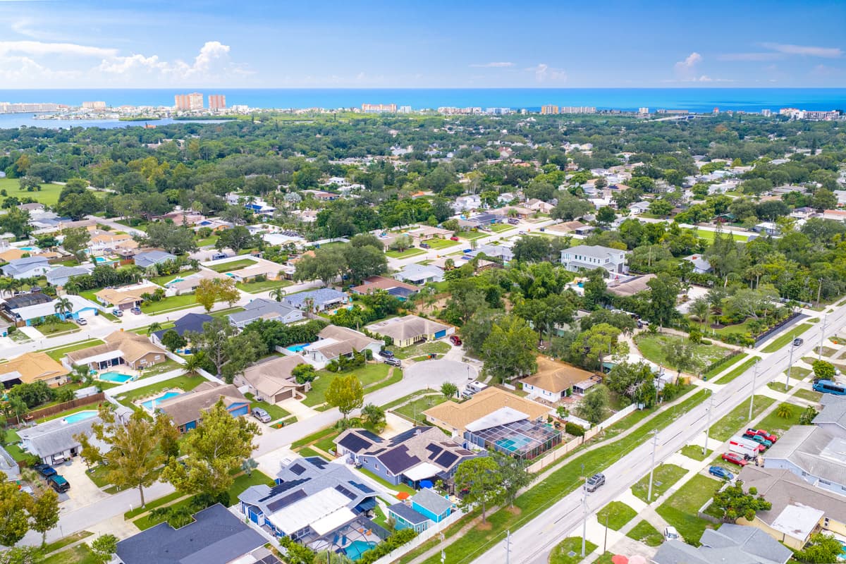 Aerial view of Flamingo Palms and the surrounding neighborhood.