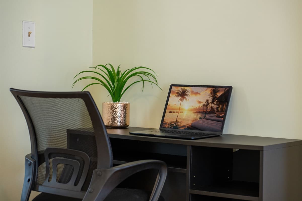 Whether you’re working remotely, organizing your itinerary, or just enjoying a peaceful moment, this tranquil retreat is designed to offer both practicality and comfort during your stay .