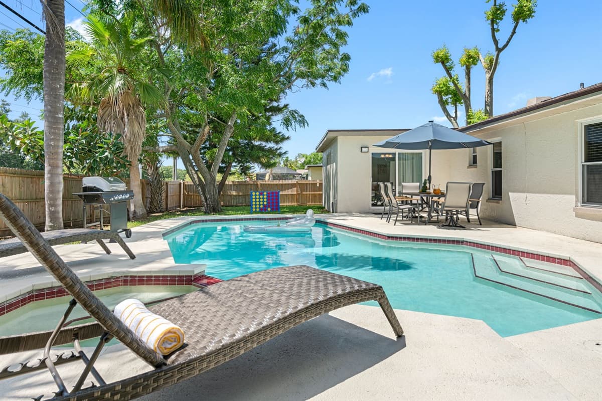 This pool area offers a seamless blend of beauty and functionality, ensuring that every moment spent here is one of pleasure and peace.