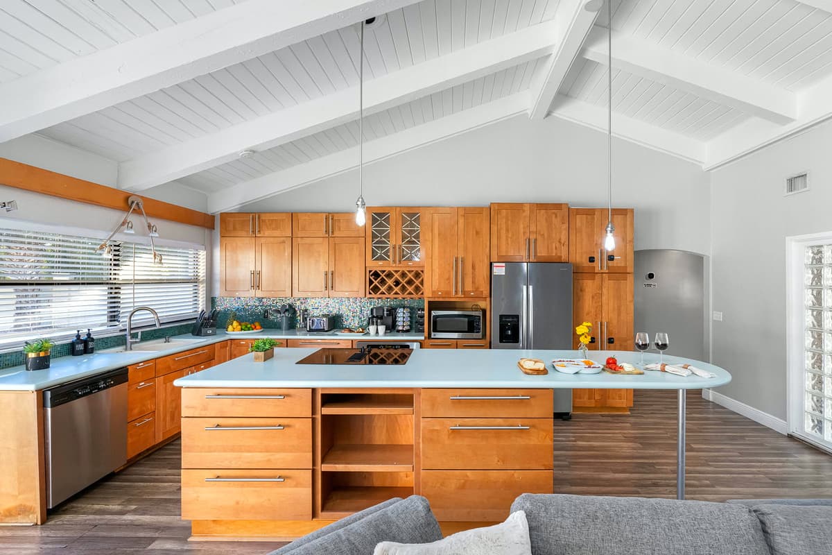 With its large island, open layout, and easy flow to the living area, this kitchen is perfect for gatherings.