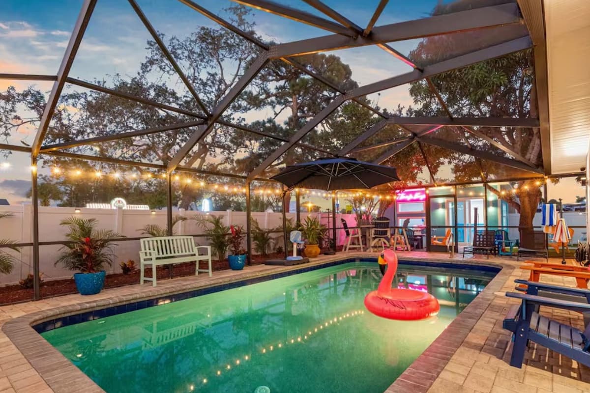 Golden hour, string lights, warm water — and your favorite people one cannonball away. This is the evening you'll still be replaying in December.
Your Tampa Bay escape is one tap away. Link in bio — lock in your dates before someone else does.