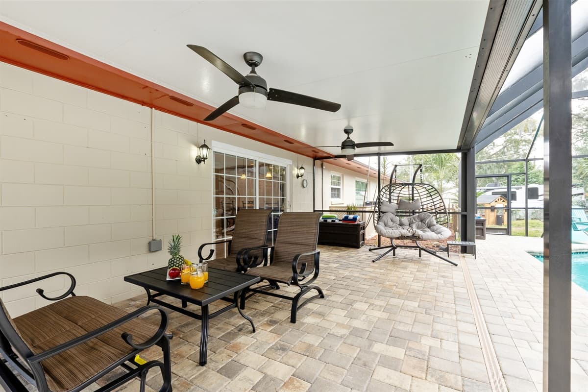 Escape to a haven of tranquility and serenity as you step into this outdoor lounge area.