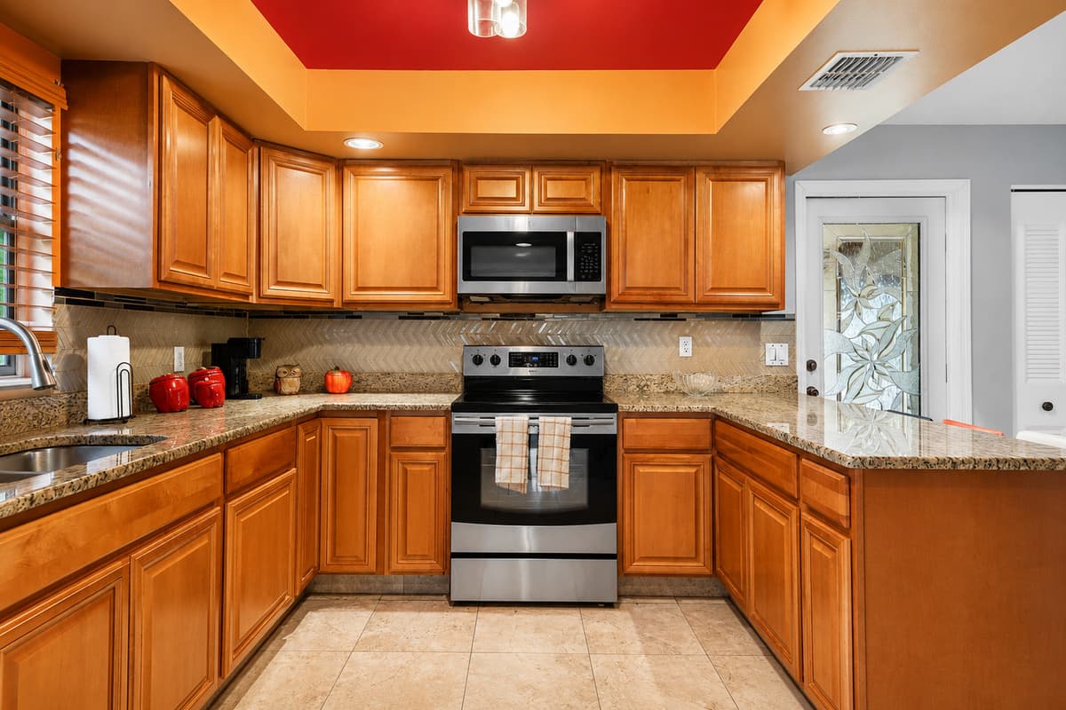 Well-appointed kitchen with everything needed for home-cooked meals and extended stays.