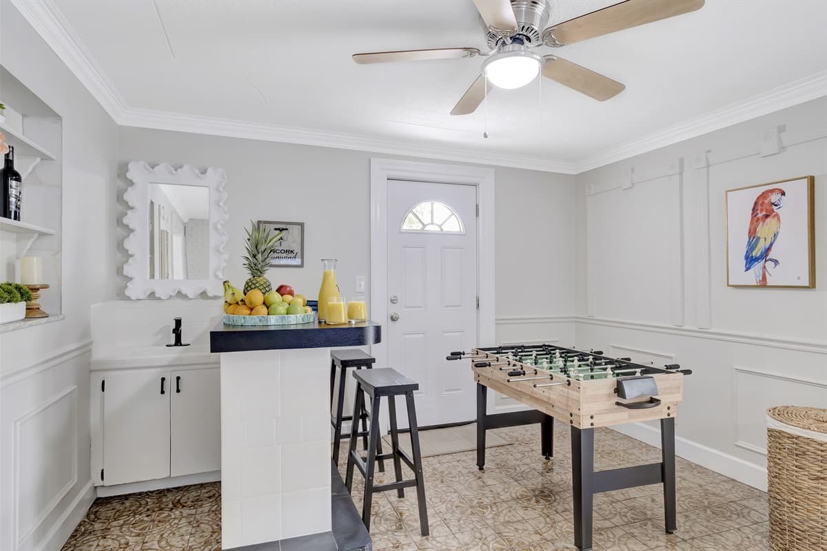 Our entertainment room is a haven for fun and camaraderie, featuring an exhilarating hockey table that promises friendly competition and unforgettable moments.