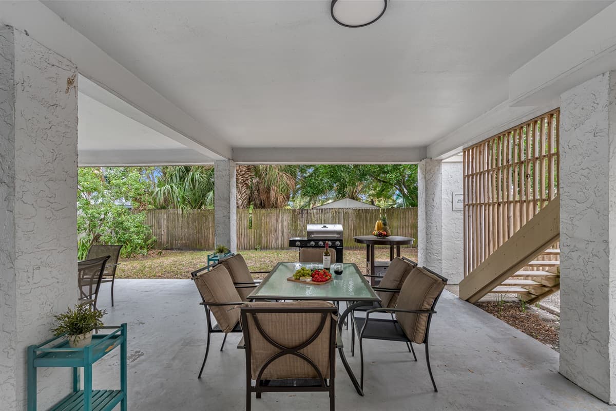 As you enter the outdoor common area, you'll be greeted by an array of stylish and comfortable furniture beckoning you to unwind.