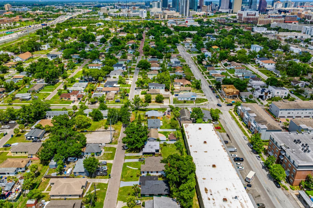 Aerial view of the neighborhood
