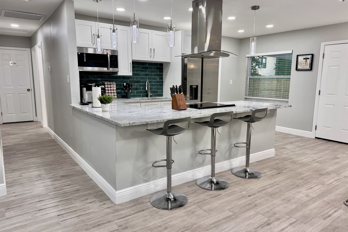 Ample cabinetry ensures you’ll have plenty of storage space for all your cooking essentials.