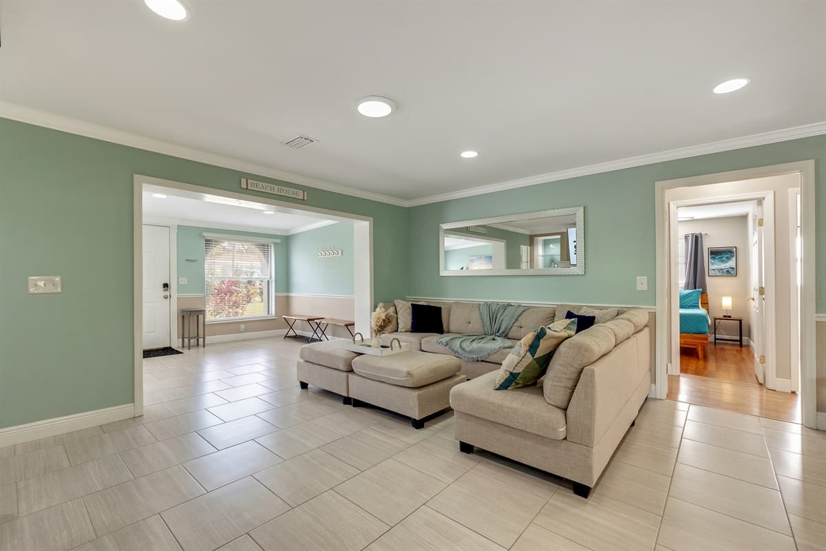 This living room is a sanctuary where cherished family moments come to life.