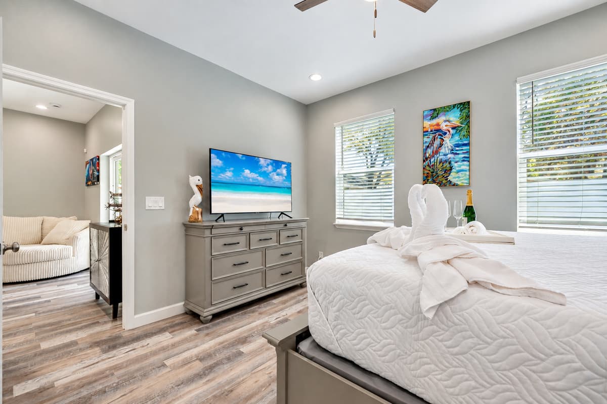 With its warm and inviting atmosphere, this bedroom invites you to settle in, unwind, and make yourself at home.