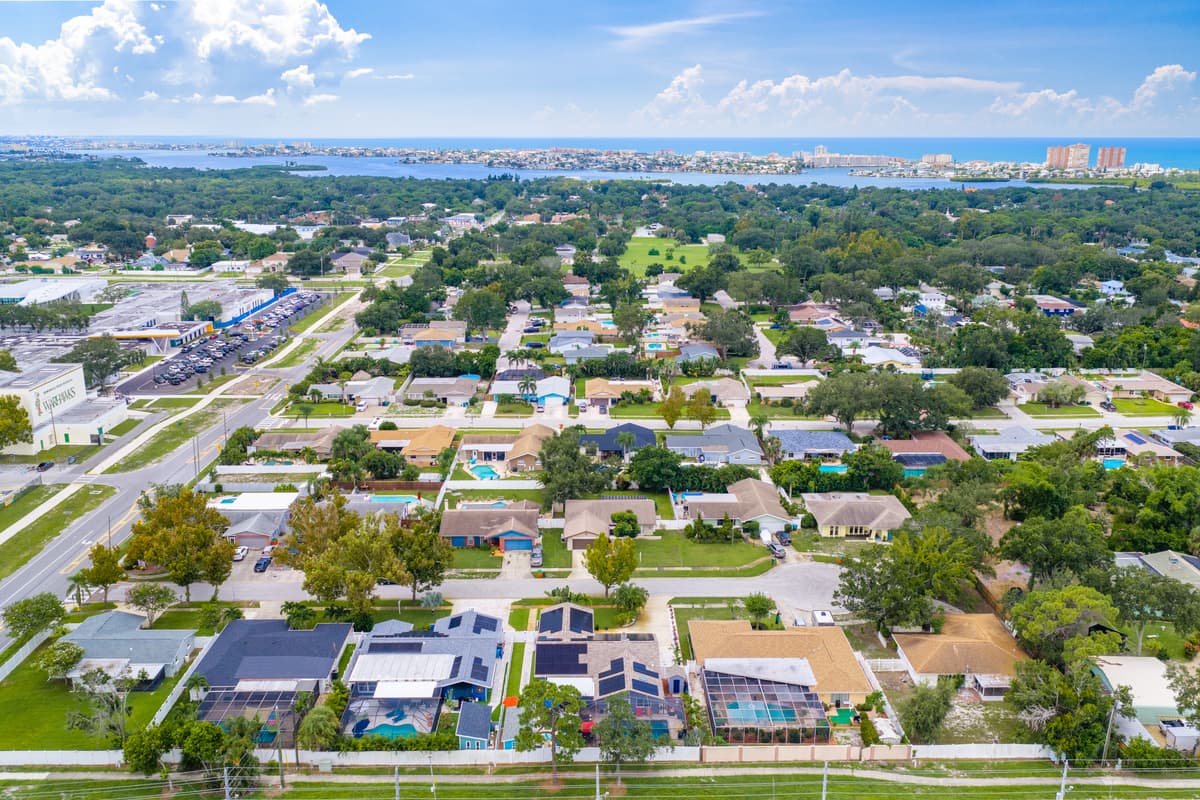 Aerial view of Flamingo Palms and the surrounding neighborhood.
