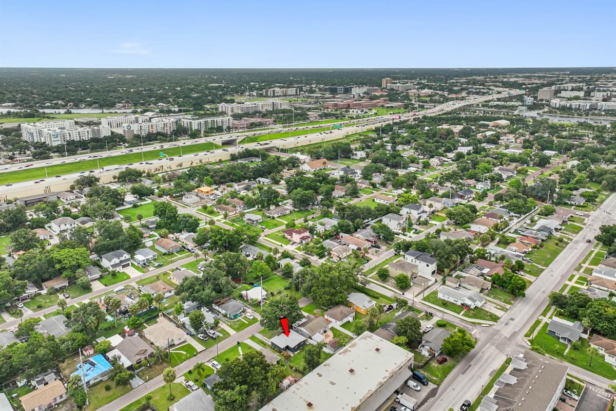 Aerial view of the neighborhood.