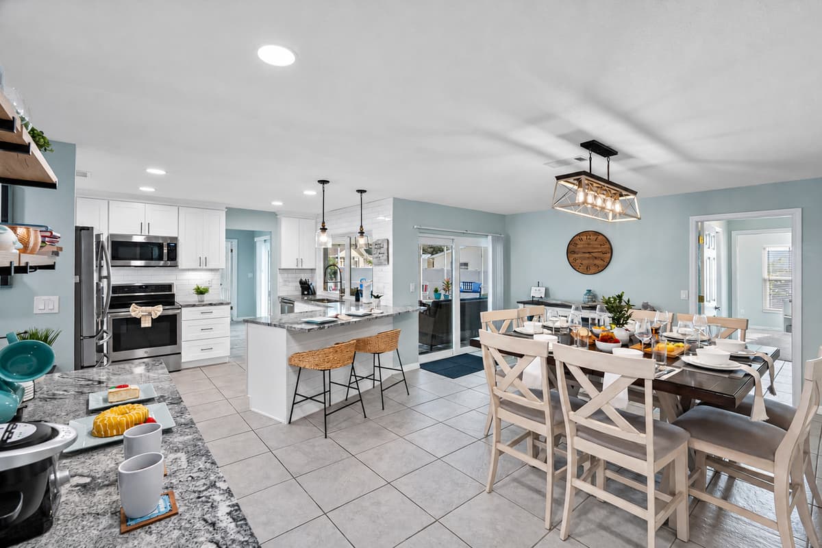 This bright and open kitchen connects seamlessly to the living area, perfect for entertaining and family time.