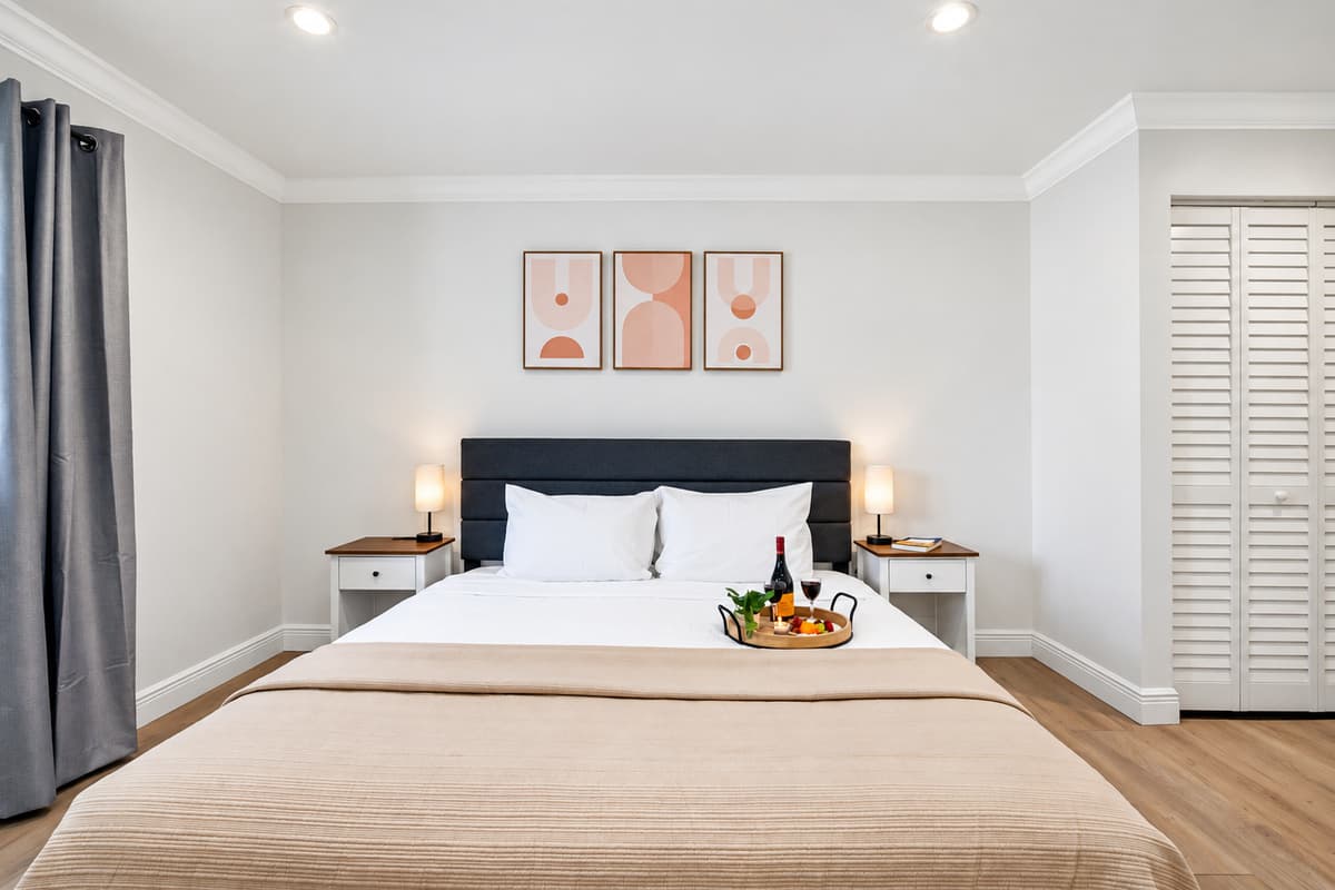 This bedroom doesn’t just look great—it’s designed for comfort, productivity, and total relaxation.