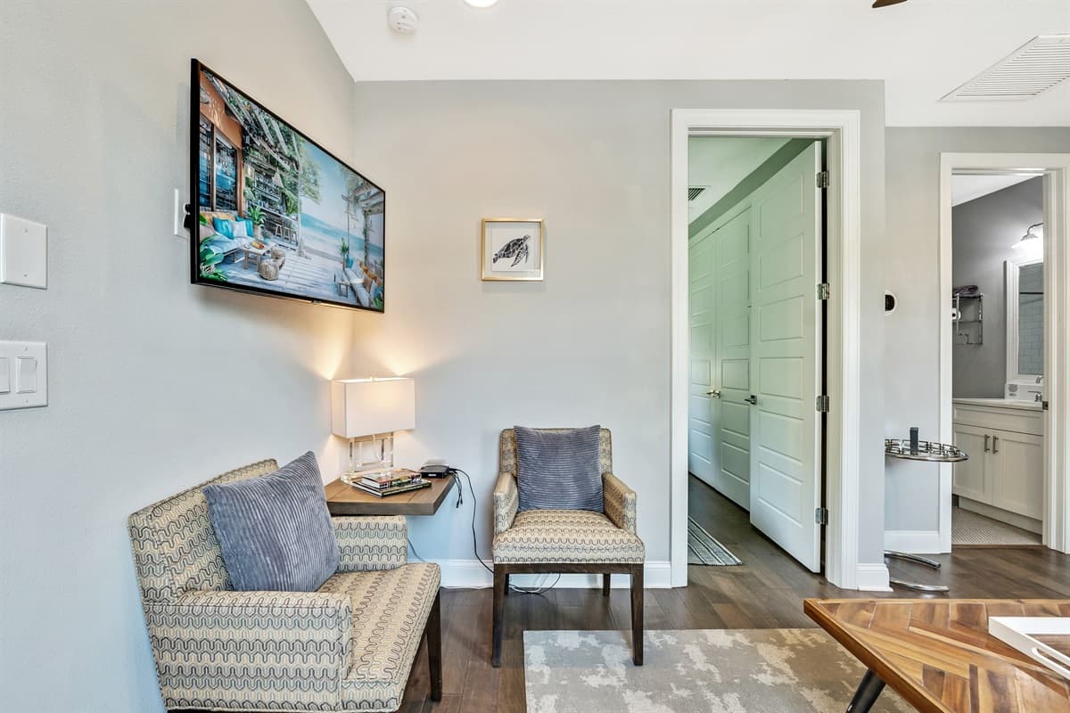 Tucked away for added privacy, this inviting space offers the perfect sanctuary to unwind and relax after a day of adventure.