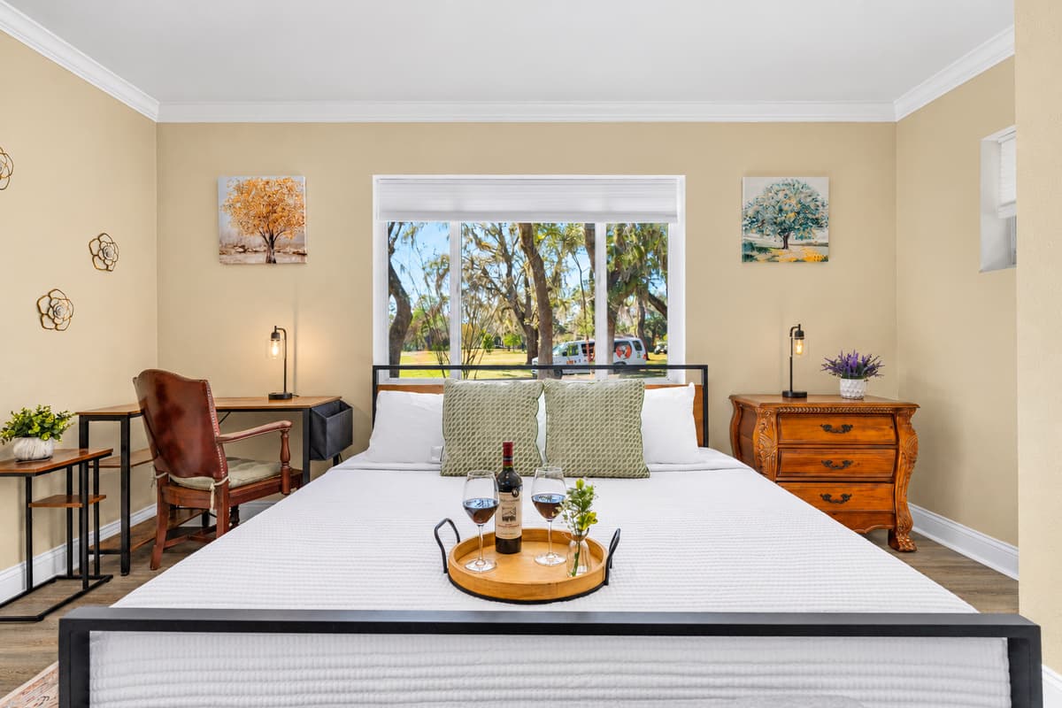 Enjoy hotel-style comfort in this beautifully appointed king bedroom with elegant décor and plenty of space to unwind.