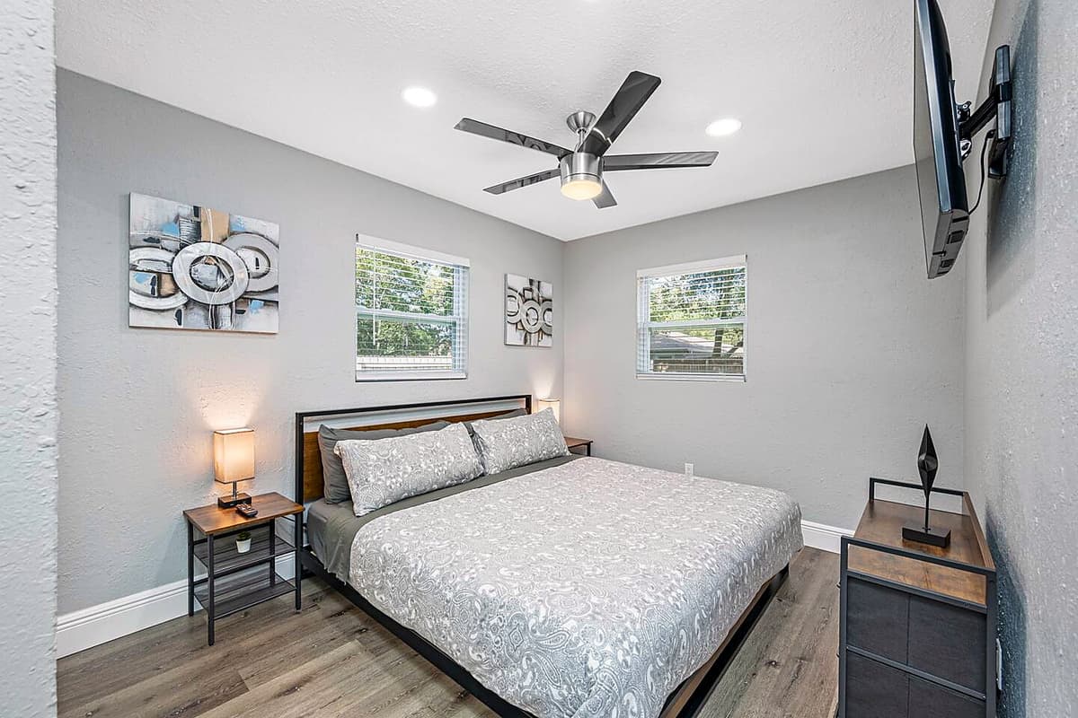 Have an amazing sleep in our elegant bedroom with comfortable king size bed