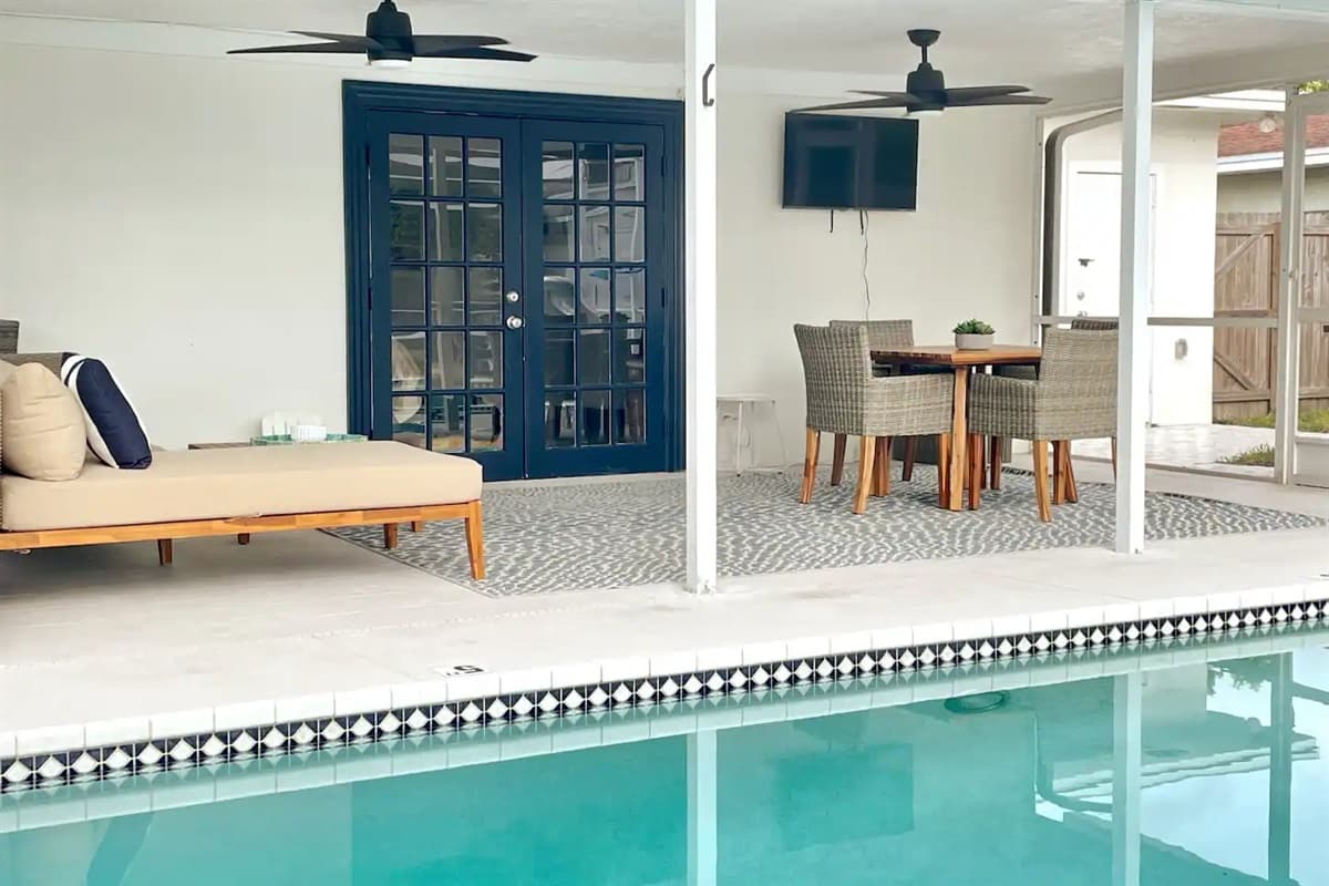 The soothing sound of water glistening in the pool and the tranquil atmosphere create an ambiance that's simply irresistible.
