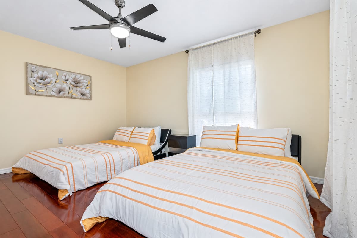 You'll be greeted by two comfortable double-sized beds!