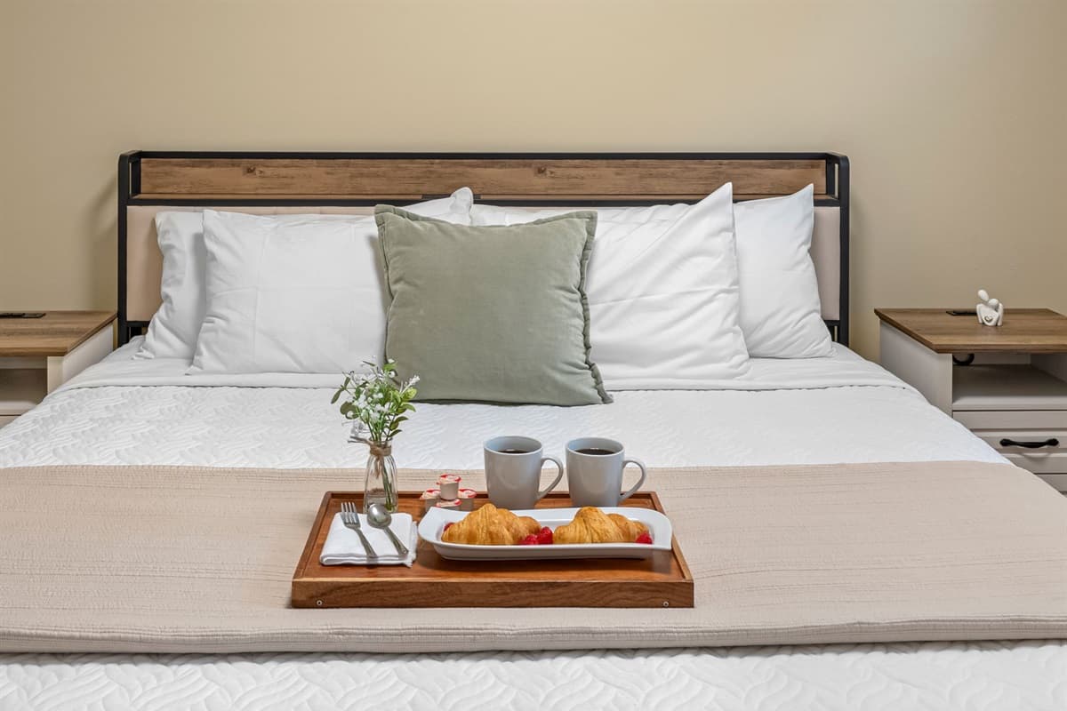 Enjoy a peaceful stay in this well-appointed room with a plush king bed.