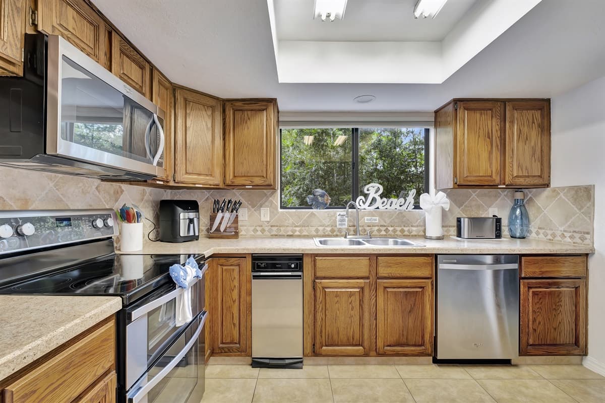From the precision of the stove to the efficiency of the oven, every appliance has been carefully selected to streamline your cooking process and elevate your dishes to new heights.
