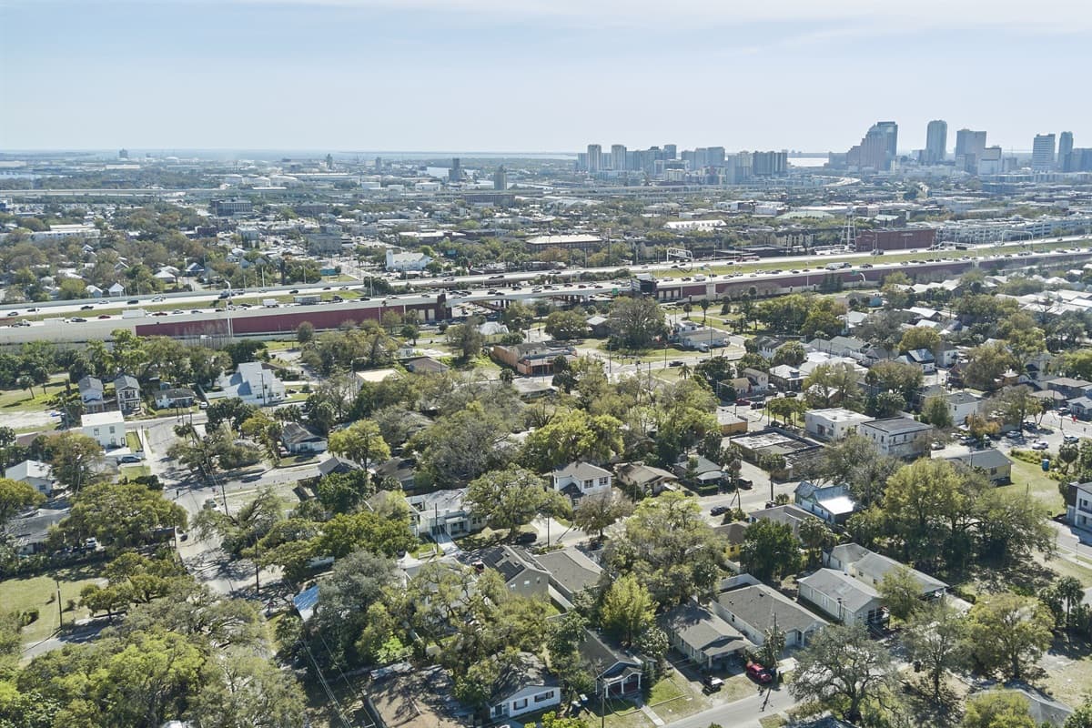 Aerial view of the beautiful neighborhood.