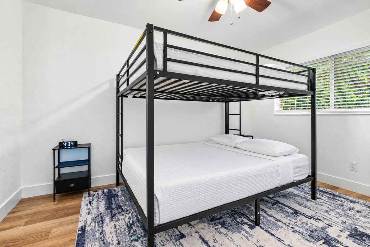 Let the good times roll! Whether it’s movie night or a sleepover, this bright and inviting bunk room is built for memory-making.
