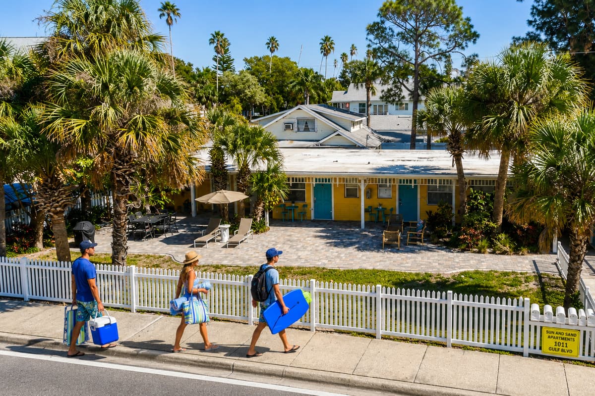 Enjoy an unbeatable location just a short stroll from Indian Rocks Beach, with guests heading out for a day of sun, sand, and surf.