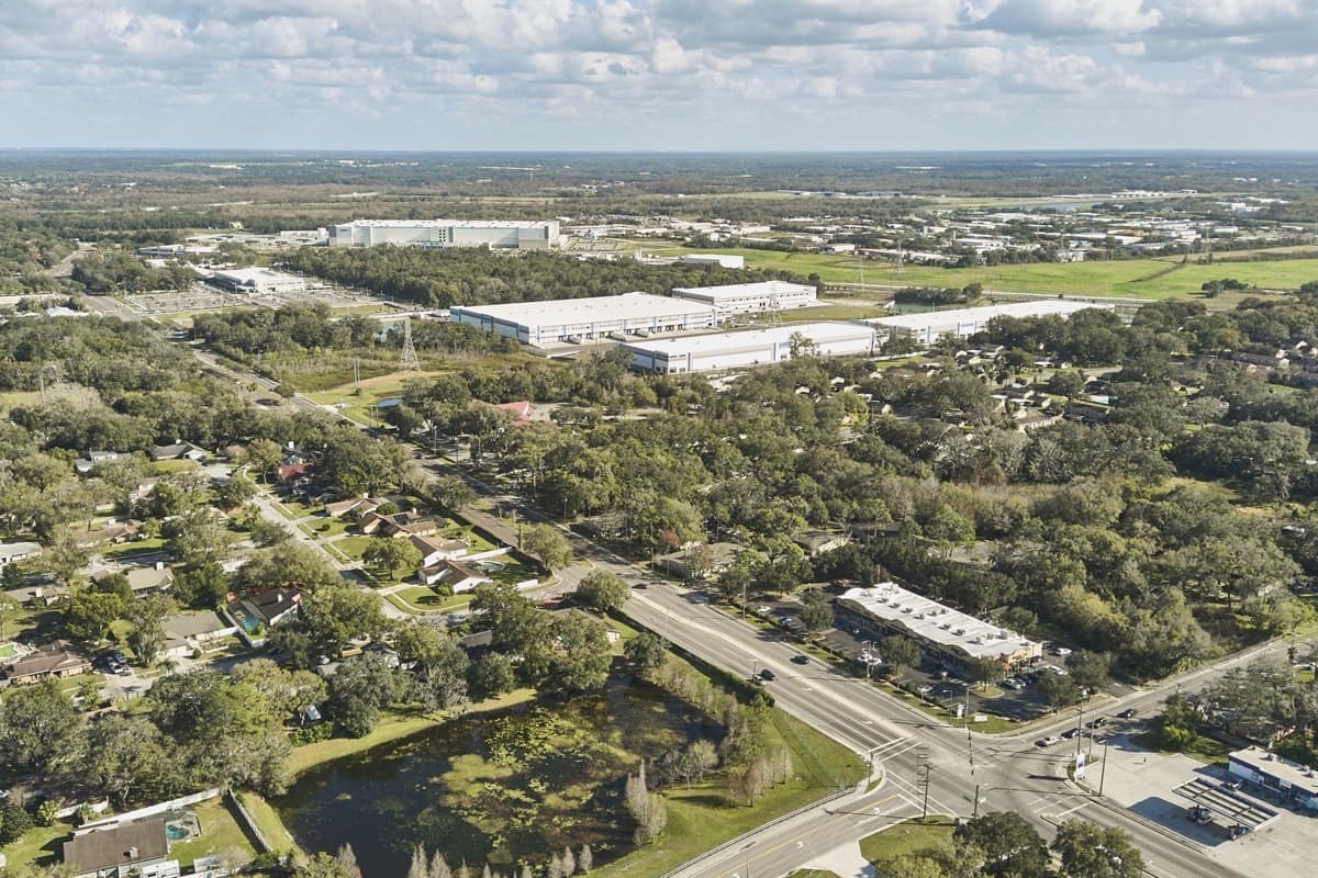 Aerial view of the neighborhood.
