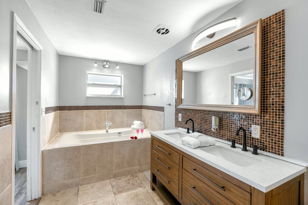 Enjoy a spa-like ensuite with dual sinks and a deep soaking tub.