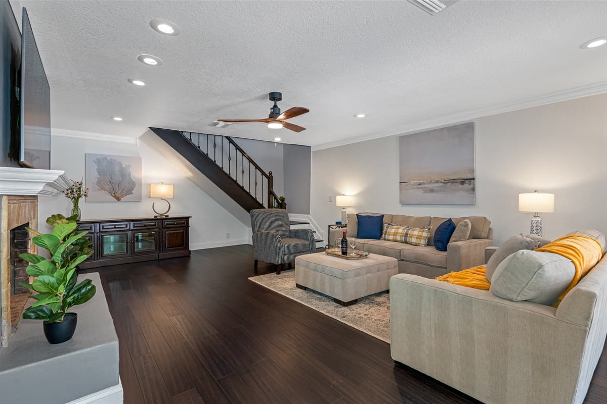 Relaxation meets sophistication in this inviting space, with plush seating, chic decor, and ambient lighting that sets the mood.