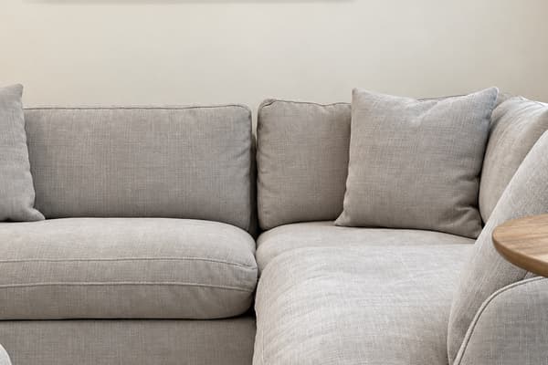 Comfortable sectional seating in the front living room.