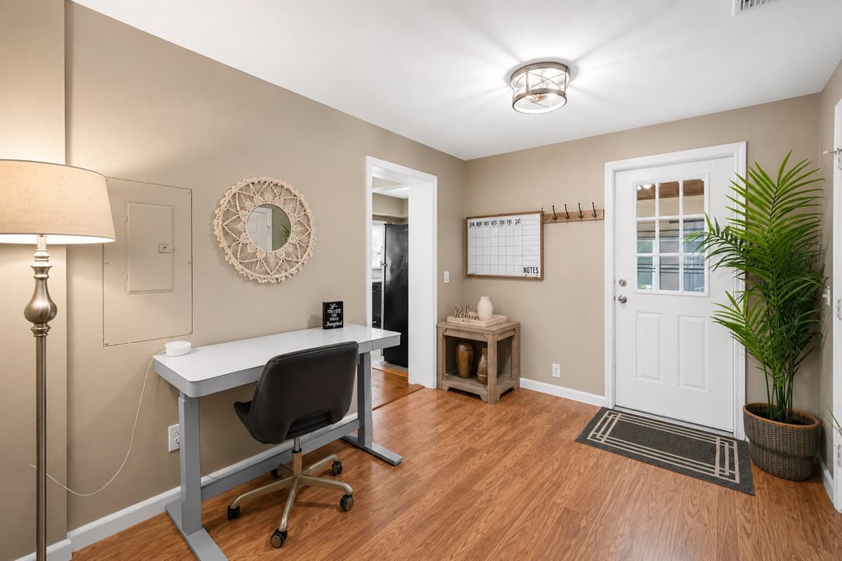 Bright and functional workspace area perfect for remote work or trip planning.