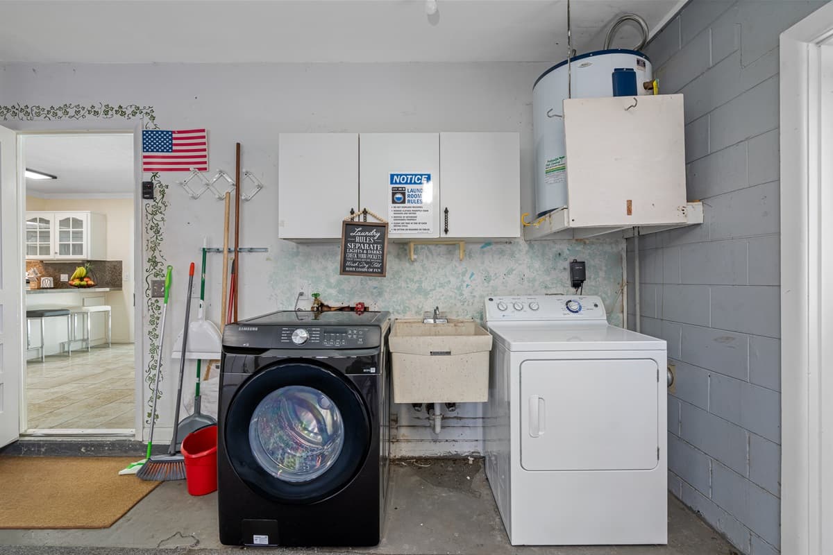 Our laundry room offers a sense of order and cleanliness.